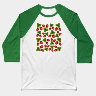 Watercolor Strawberry Pattern Baseball T-Shirt